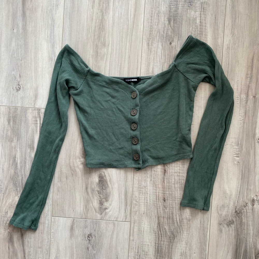 Long sleeve green button up
